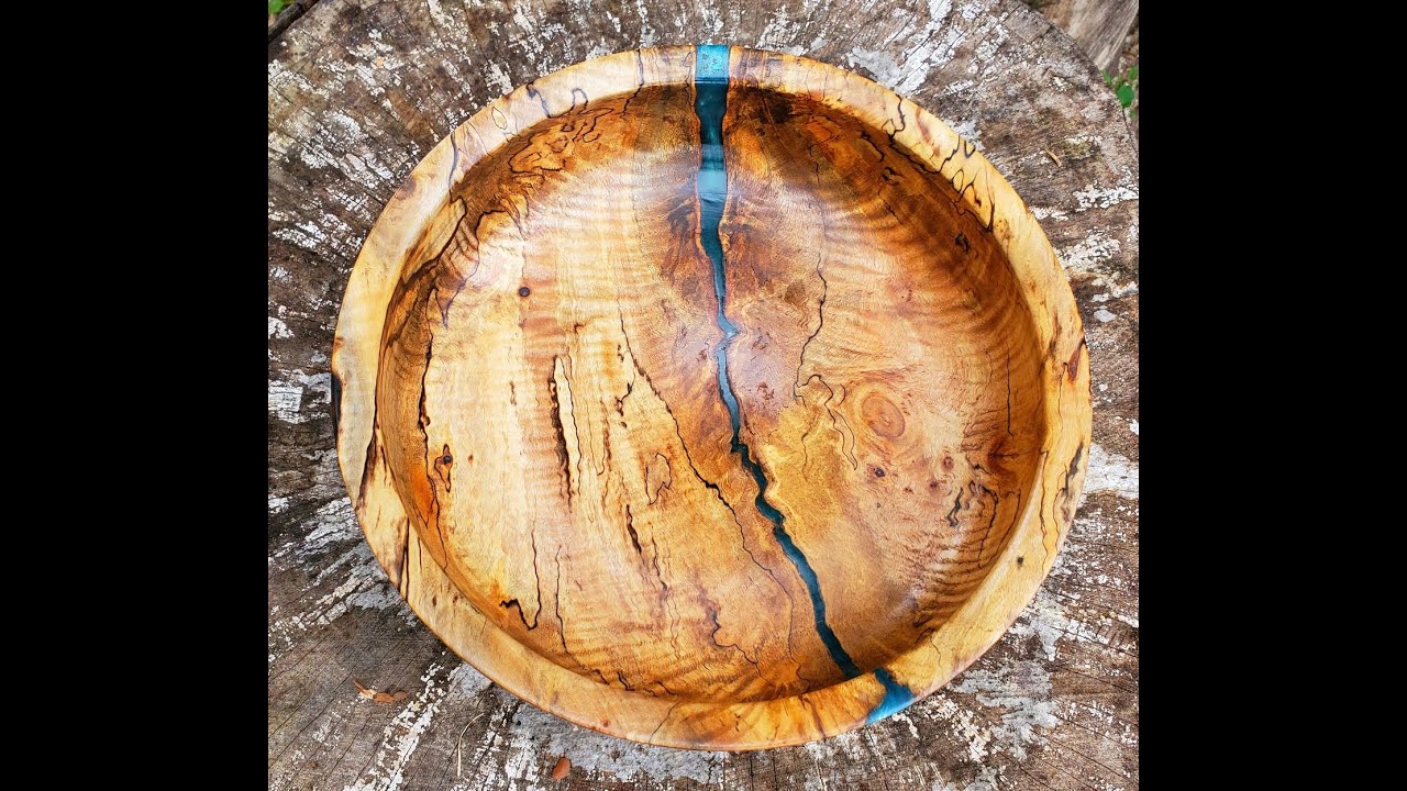 Maple Crotch River Resin Bowl