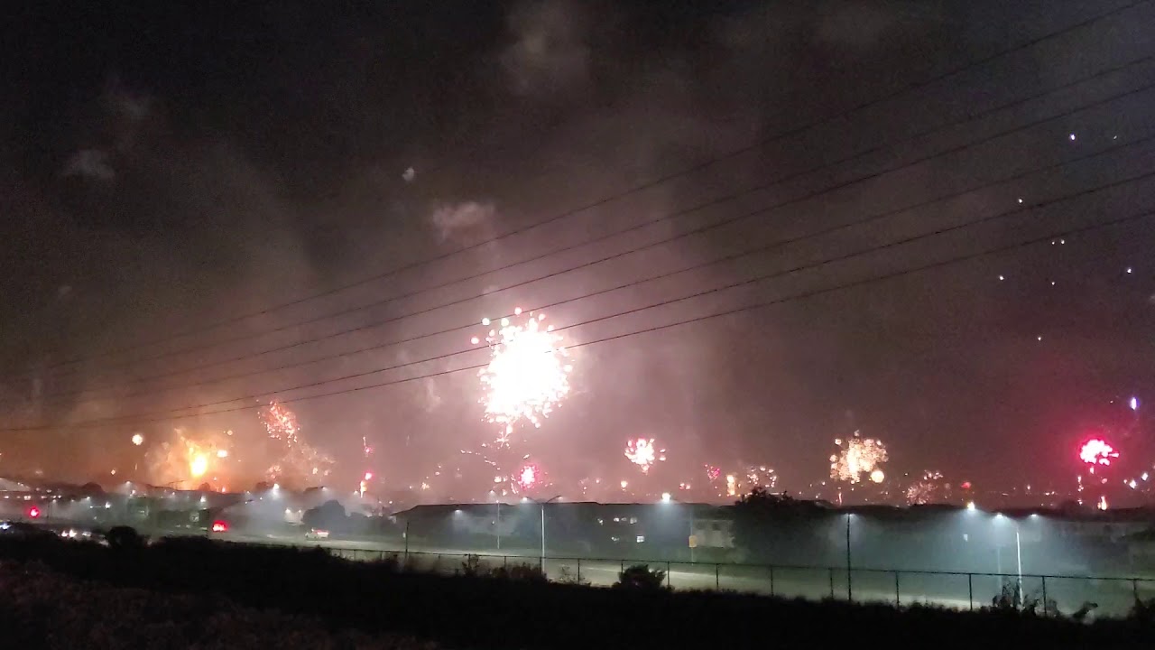 NYE fireworks on Oahu Hawaii at the stroke of midnight