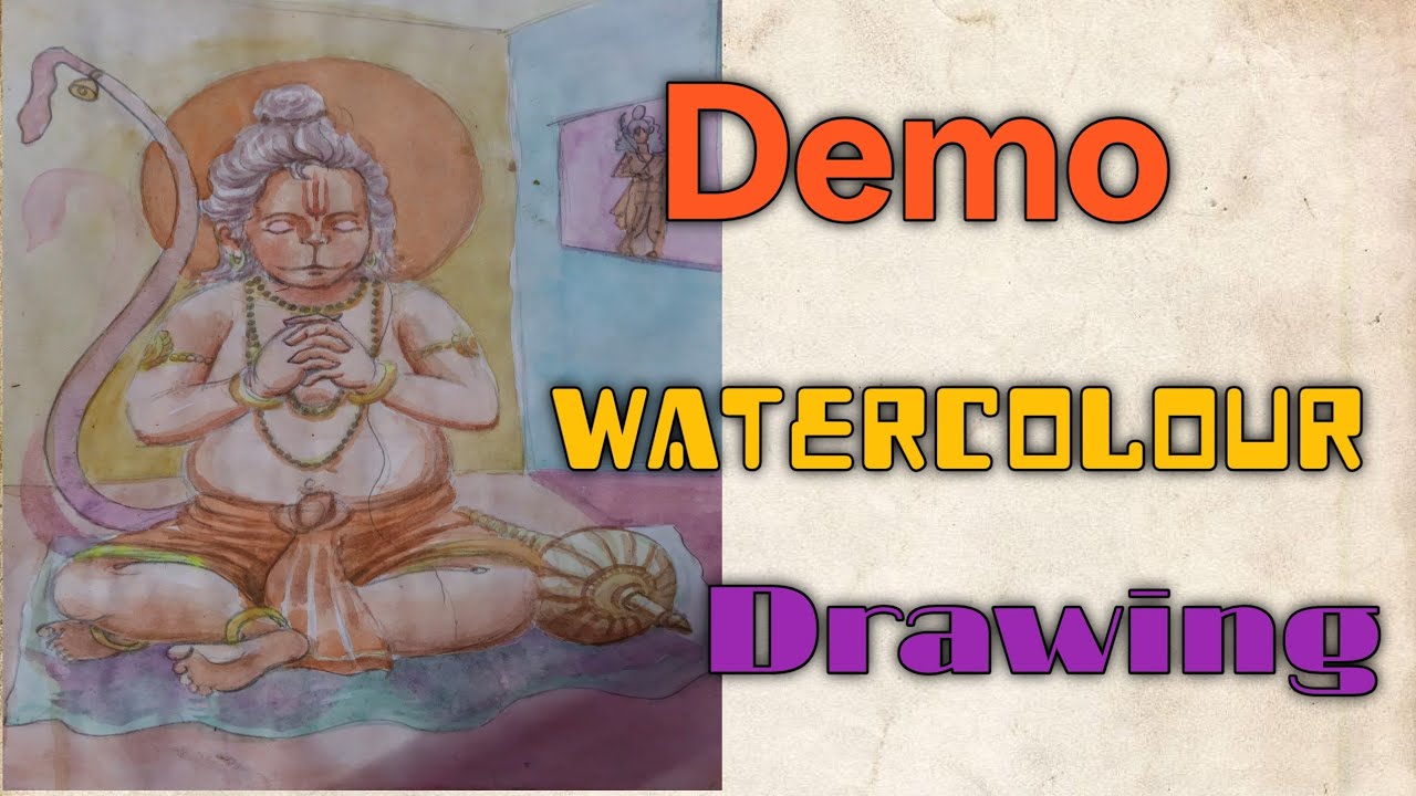 Easy तरिका |🔥 Watercolour Hanuman ji ki drawing | how to draw Hanuman ji with Watercolour  #vairal 
