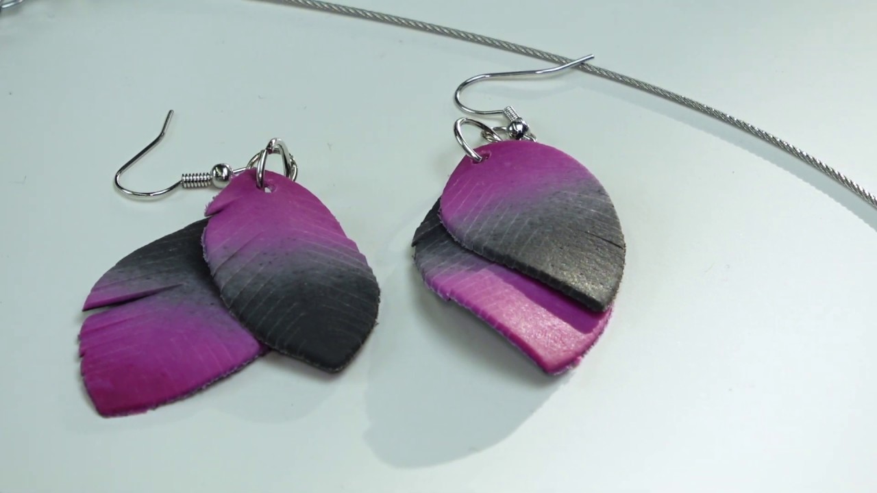 FIMO leather-effect experience - Orecchini e collana sfumati