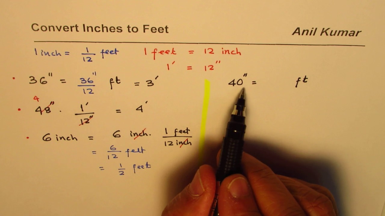How to Convert Inch to Feet