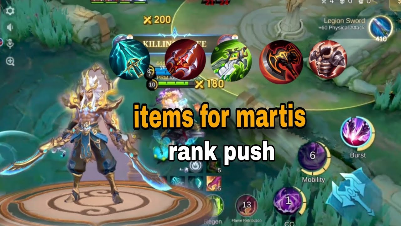 Rank push gameplay/ my favorite items for martis /moba legend 👾