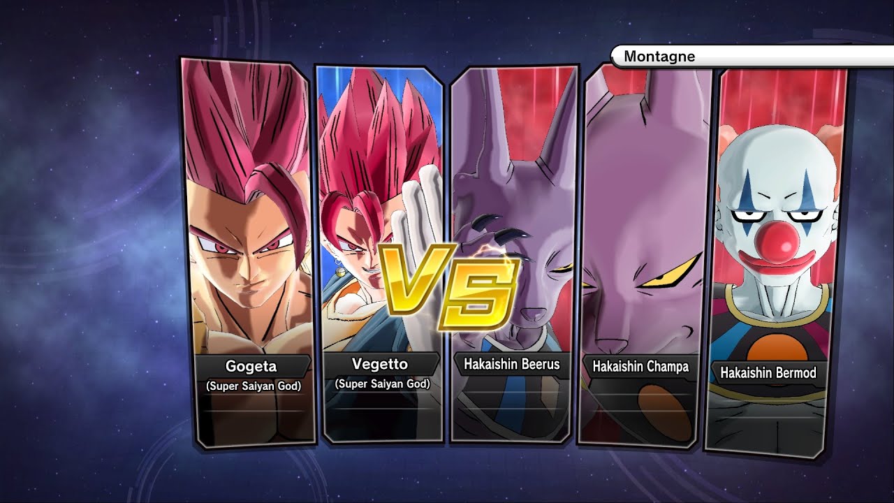 XV2 (PC): Vegetto Super Saiyan God&Gogeta Super Saiyan God vs Beerus/Champa/Bermod