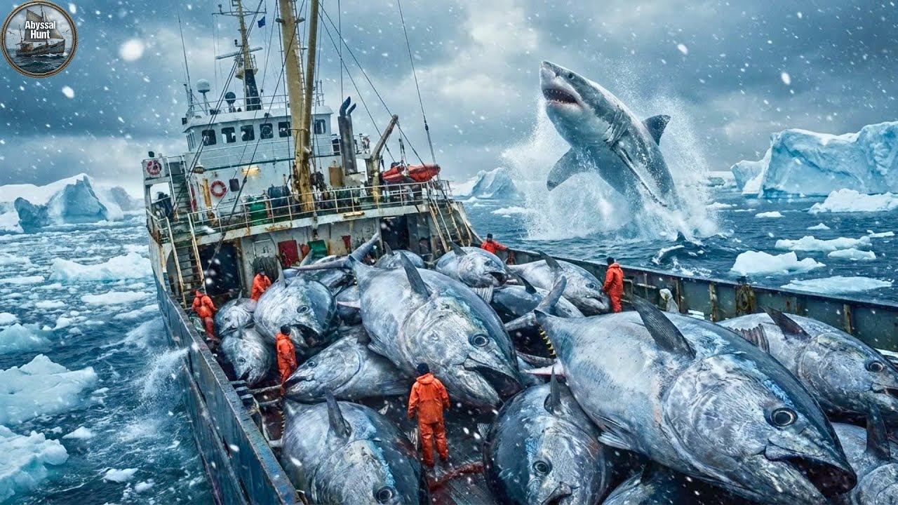 How  Crew Sets a Longline for Bluefin Tuna in Arctic Waves Watches Deep Sea Creatures Strike Below