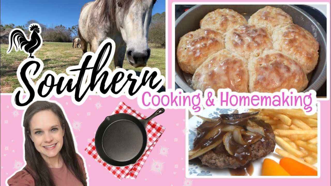They're laying what?! 😆 Hamburger Steaks & Country Ham Biscuits | Southern Homemaking