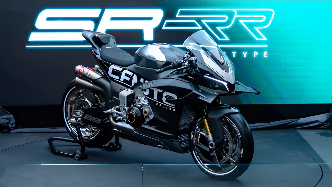 Новый CFMoto V4 SR-RR 🔥 Двигатель V4 мощностью 210+ л.с., активная аэродинамика и полуактивная по...
