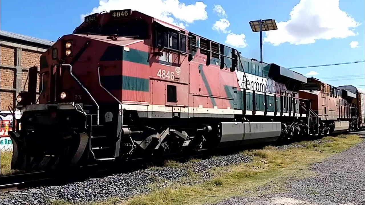 El automotriz con una 48 diabla (FXE 4846) y una BNSF al frente del tren