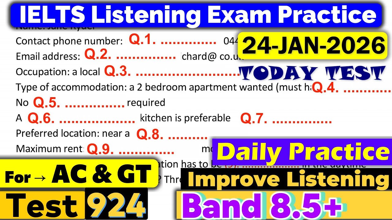 IELTS Listening Practice Test 2026 with Answers | Today Test - 24.01.2026