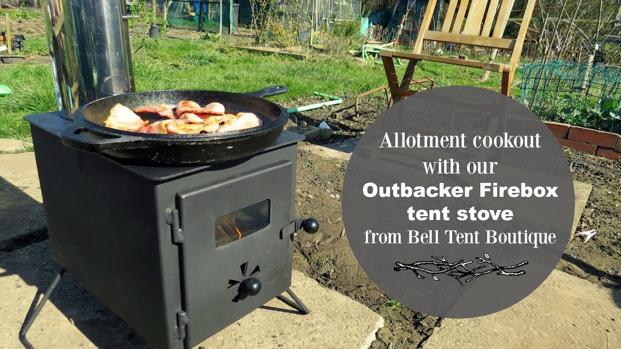 Allotment cookout with our Outbacker Firebox tent stove