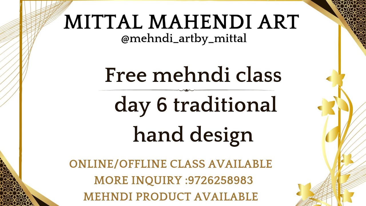 Free basic to bridal mehndi course (class day 6 traditional hand design) #mehndi #hennaart #henna