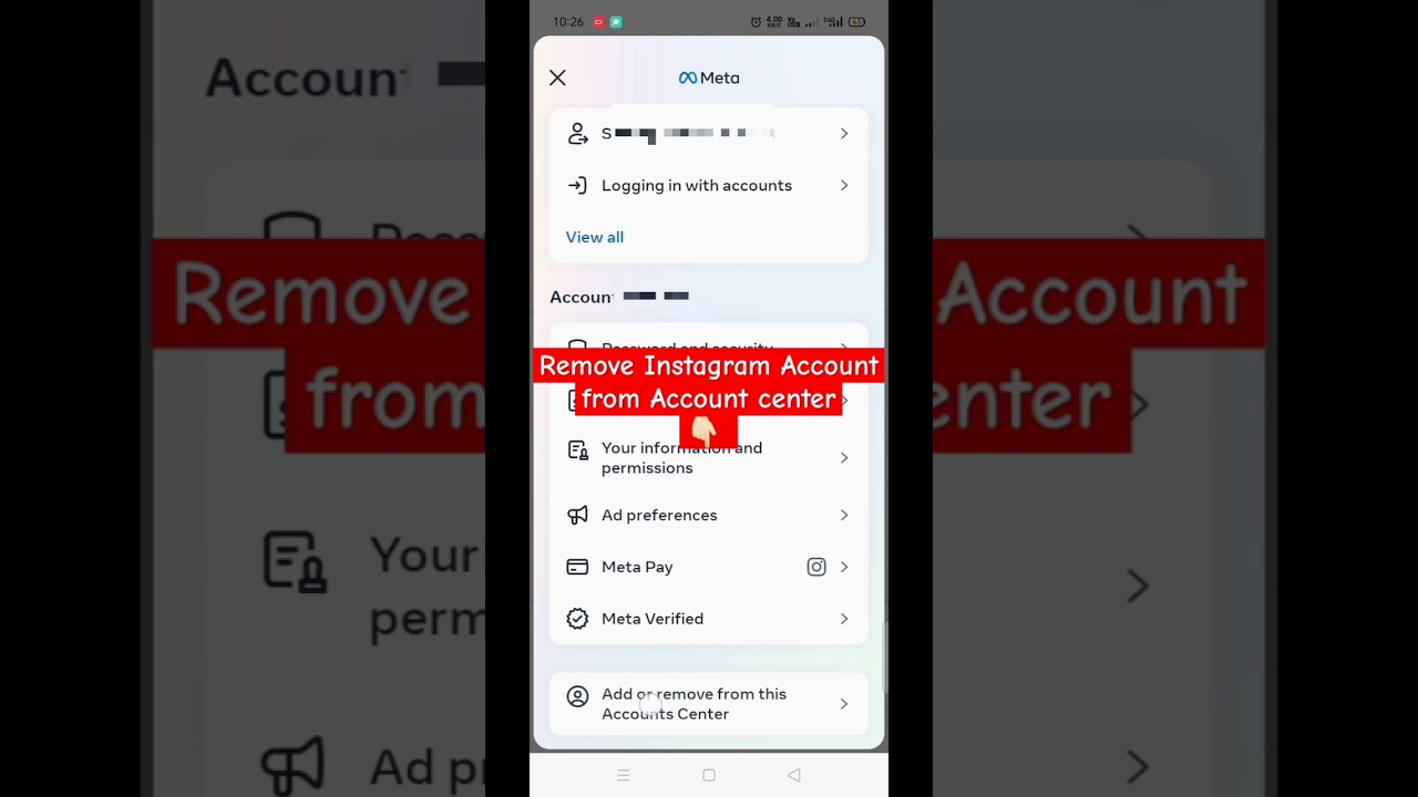 Remove Instagram Account from Account Center #shorts #instagram