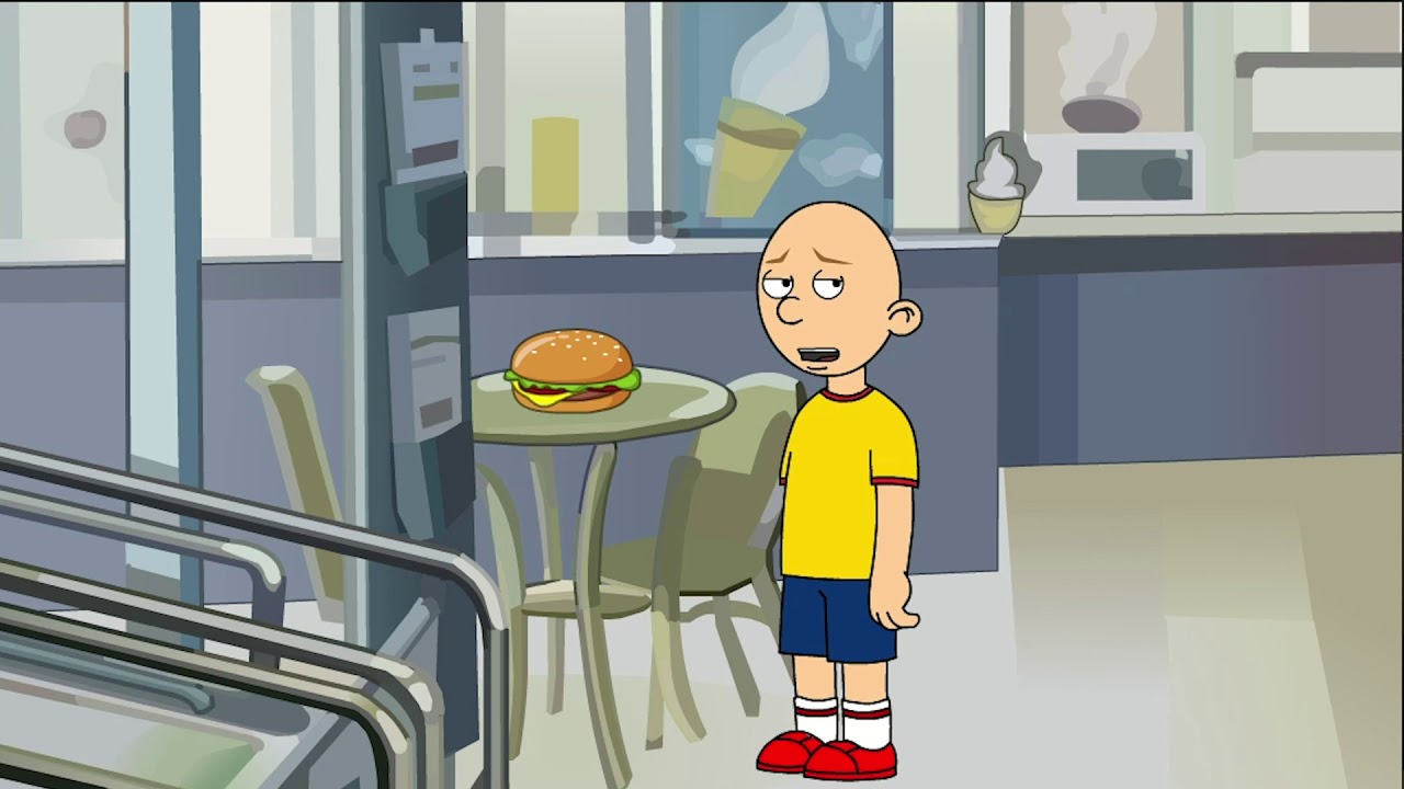 Caillou steals a Big Mac and gets arrested