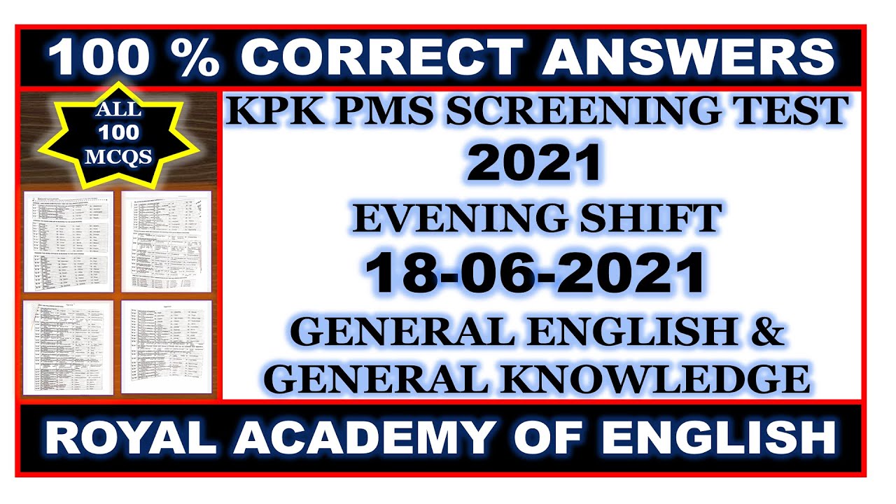 KPK PMS SCREENING TEST 2021 COMPLETELY SOLVED I PMS SCREENING TEST ANSWER KEYS EVENING SHIFT