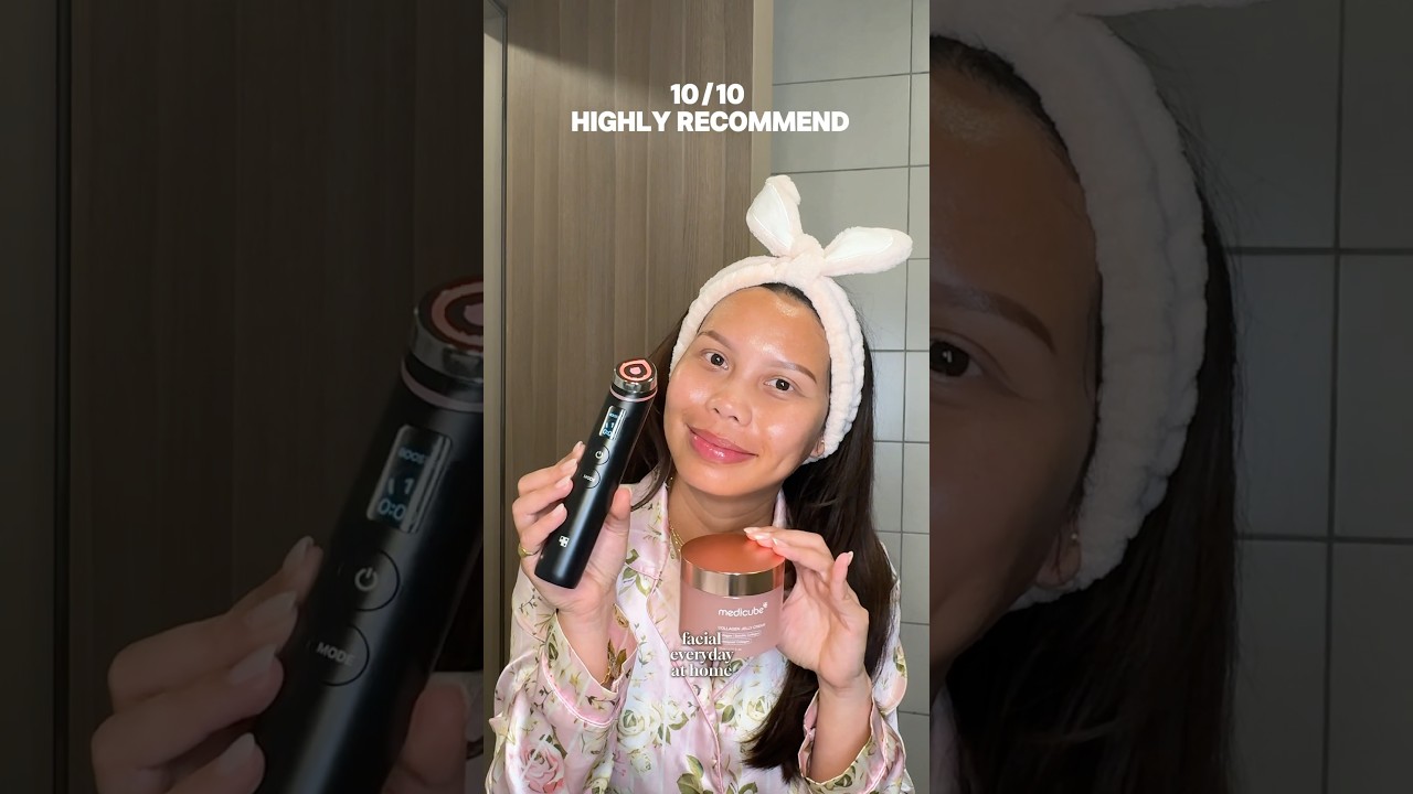 Glass skin routine with #medicube Age-R Booster Pro🧖🏼‍♀️ #skincaretips #kbeautyskincare #glassskin