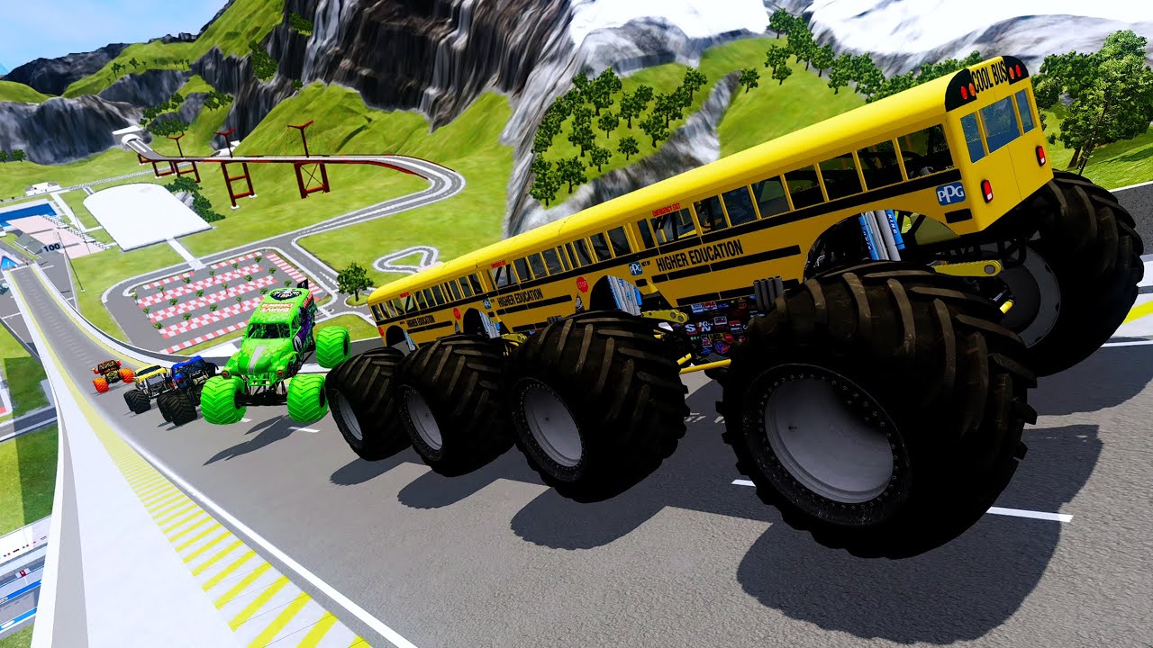 Epic High Speed monster trucks jumps stunts & crashes #057 | BeamNG Drive
