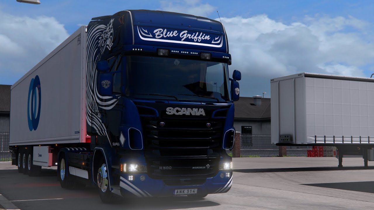 ETS2 1.34 - Scania R560 V8 Blue Griffin - Open Pipe Sound & Realistic Graphics - Sweden