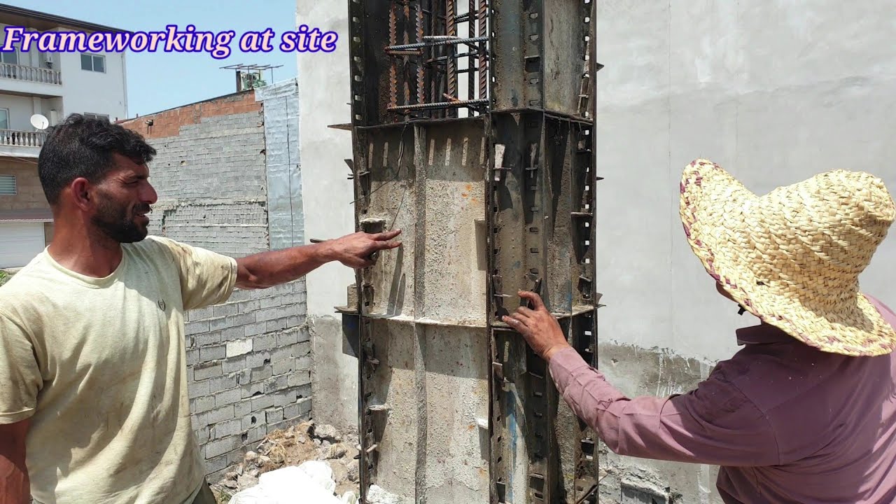 Concrete column Reinforcement work and framework at site