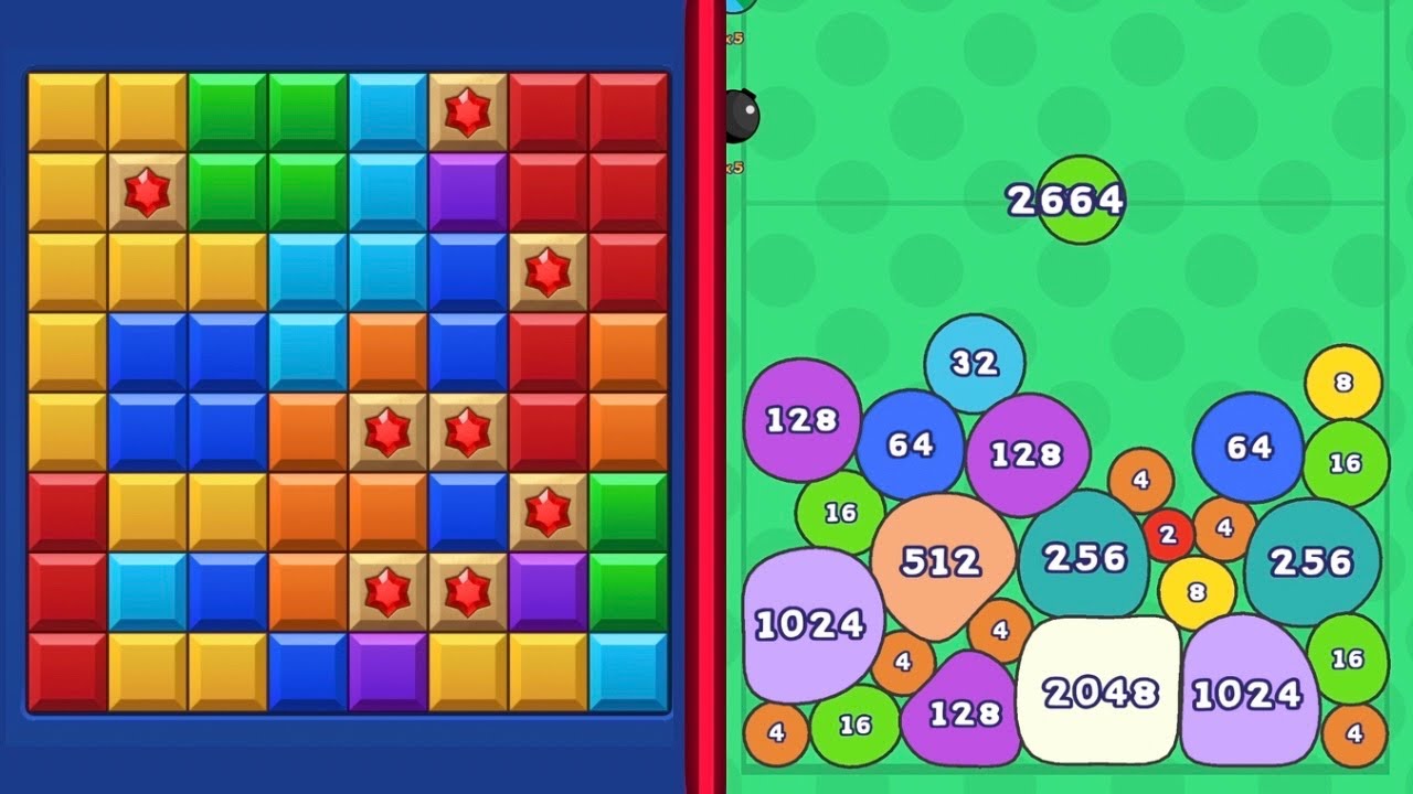 Block Blast Puzzle VS Merge Blob Ball 2048 Numbers Gameplay