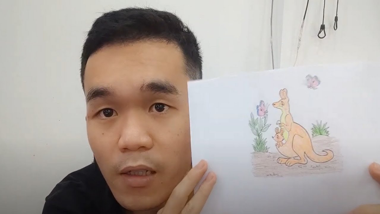 Complete the coloring picture of the kangaroo mother and child