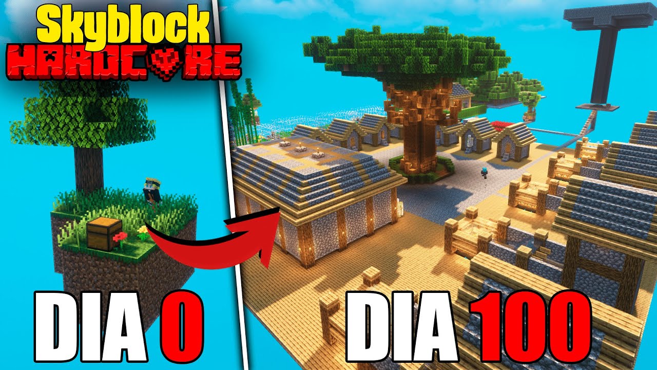 Sobreviví 100 días en Un Skyblock Hardcore en Minecraft... Esto fue lo que sucedió