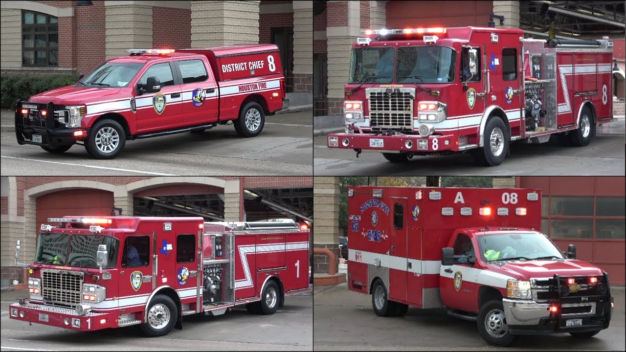 [NEW] Houston Fire Engines 1, 8, District 8 and Ambulance 8 responding