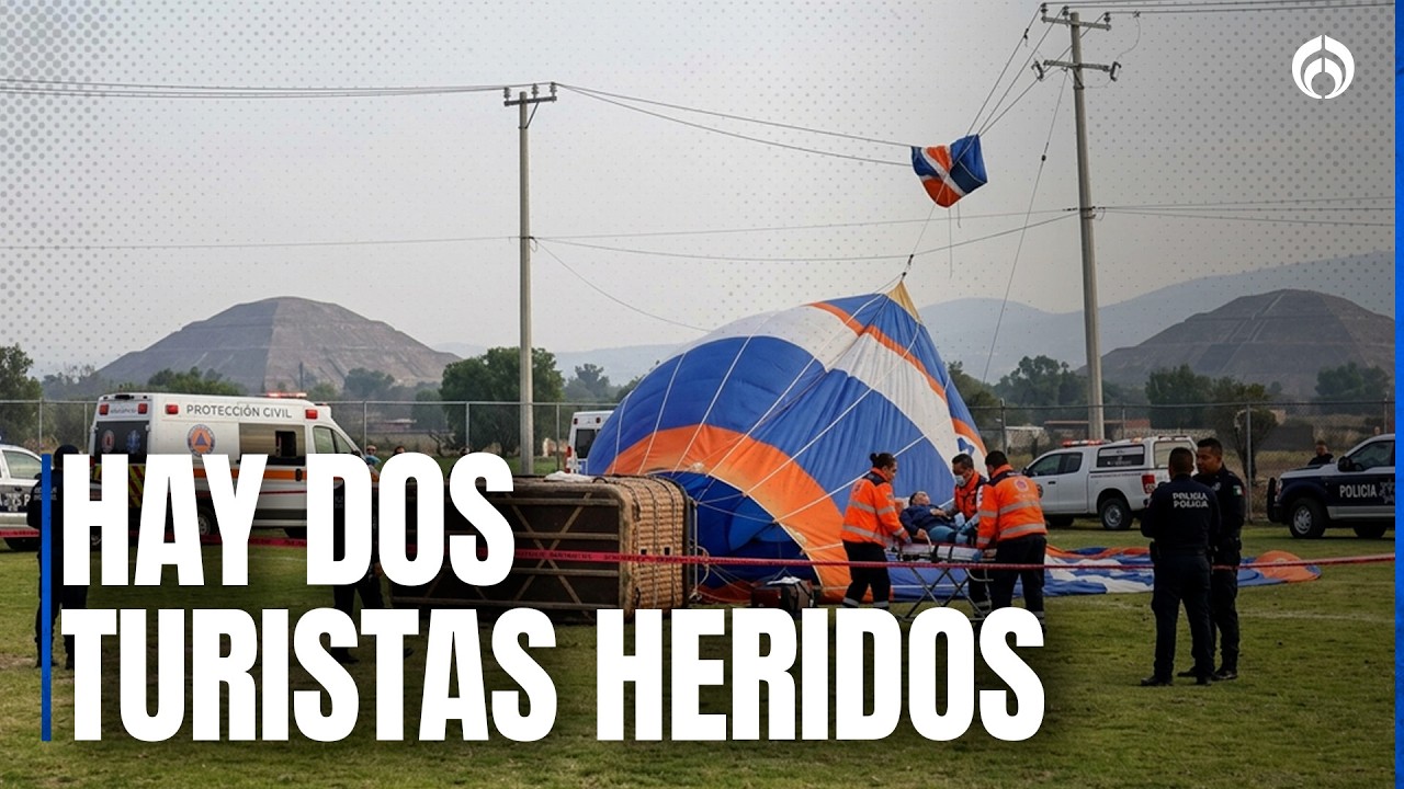 ¡Otro accidente de globo aerostático en Teotihuacan! Globo choca con cables y cae