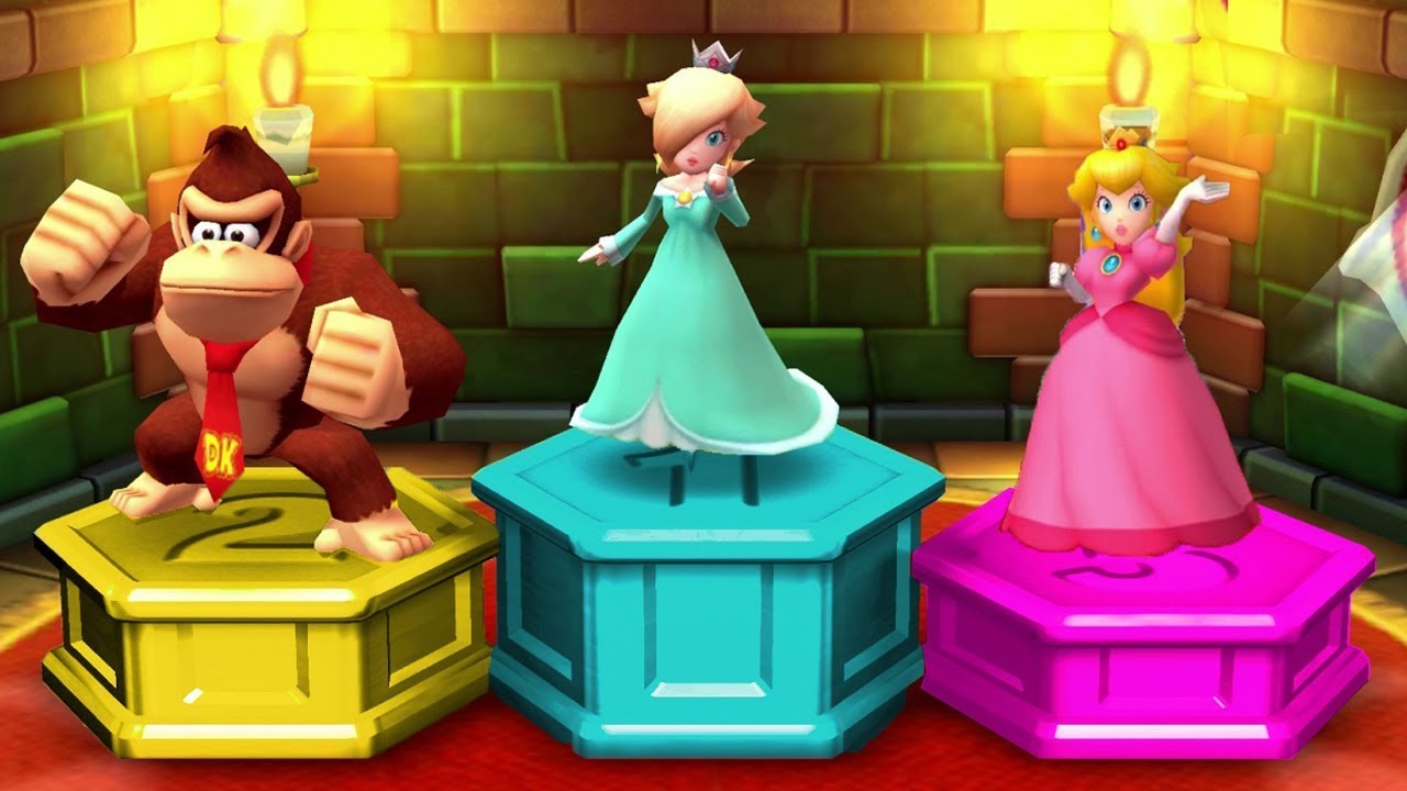 Mario Party Star Rush MiniGames - Rosalina Vs Peach Vs Daisy Vs Donkey Kong (Master CPU)