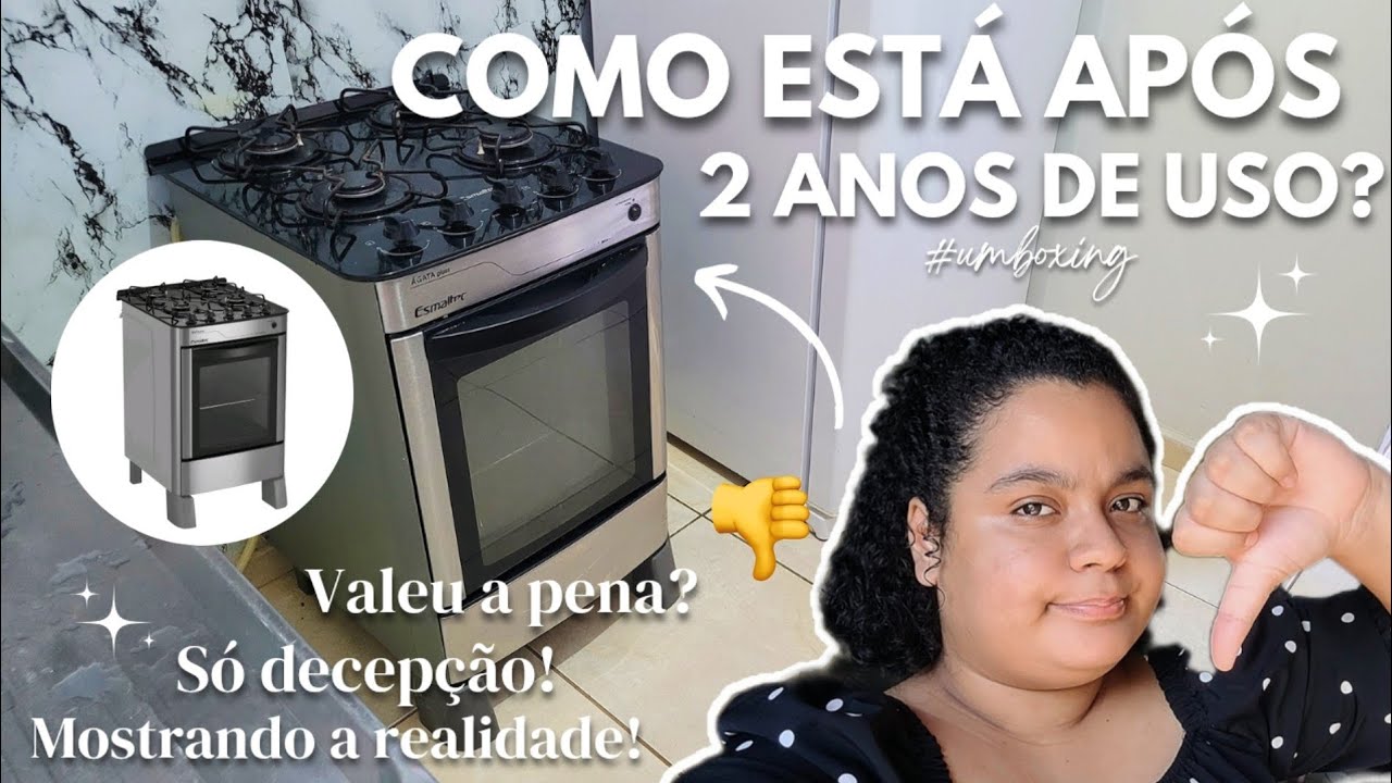 COMO EST&Aacute; MEU FOG&Atilde;O 4 BOCAS ESMALTEC &Aacute;GATA GLASS PRATA MESA DE VIDRO AP&Oacute;S 2 ANOS? | UNBOXING