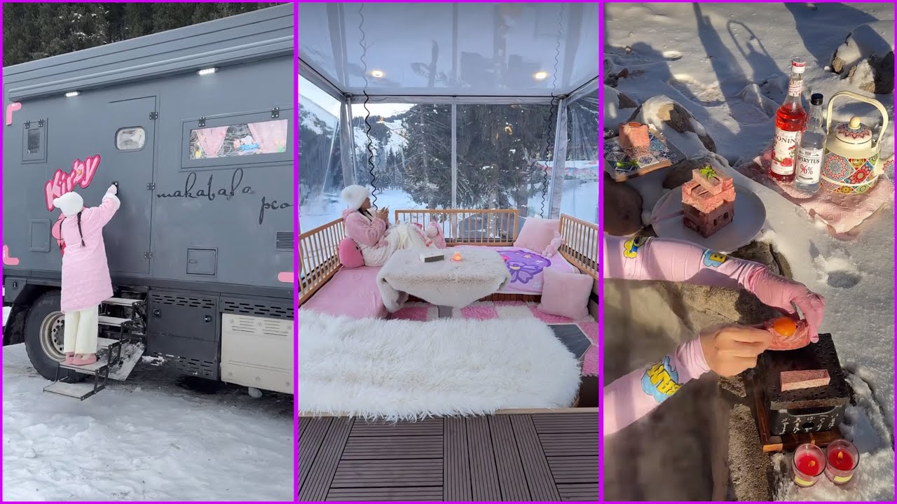 🎀How Do Girls Take A Shower In An Immersive Doomsday RV Camping RV?✨