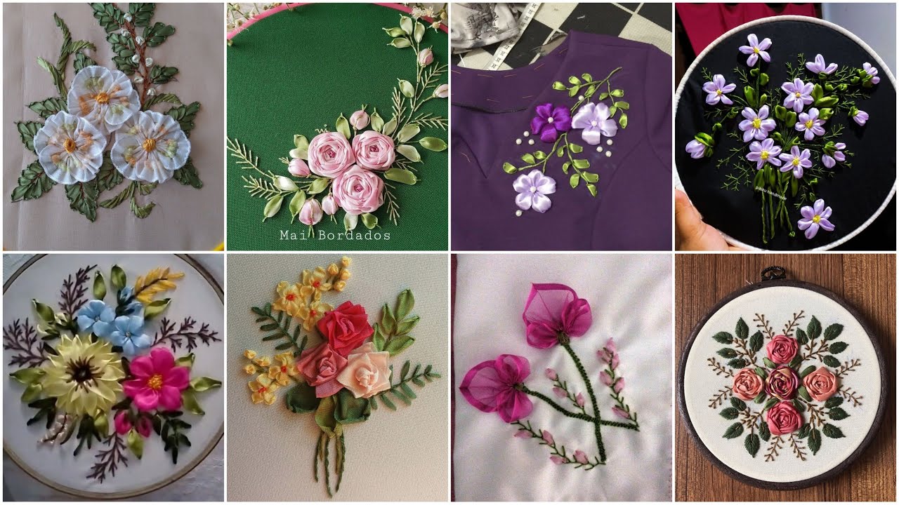 Ribbon embroidery design ||Latest ribbon embroidery designs