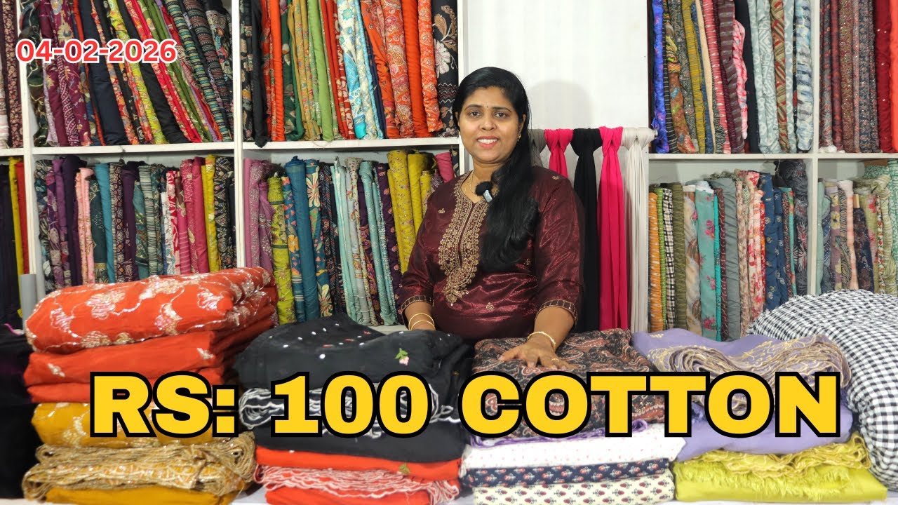 REYON. THREE PIECE SET MAL CHANTHERI. COTTON  BEEDS WORK THREE PIECE SET CHECKS 58 INCH WIDTH