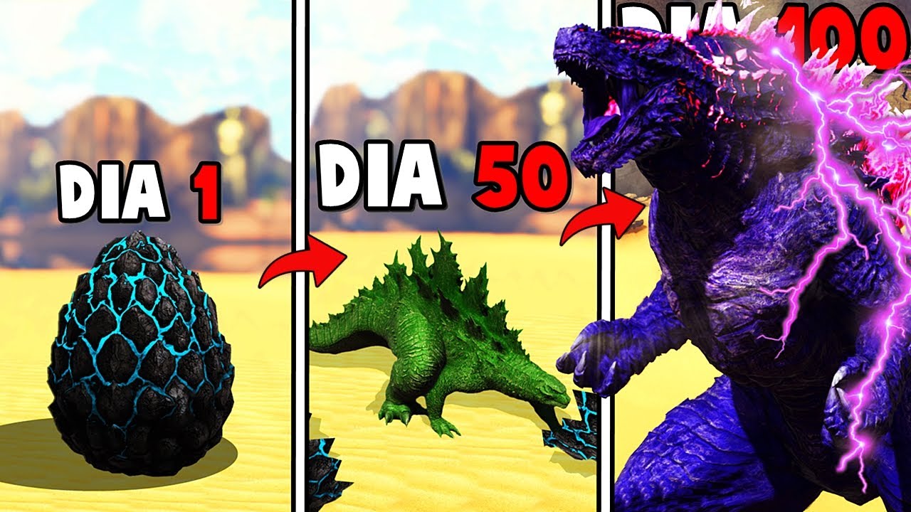 SOBREVIVI COMO GODZILLA EVOLVED 100 DIAS NO ARK! E EVOLUÍ PARA O KAIJU REI DOS MONSTROS DINOSSAUROS