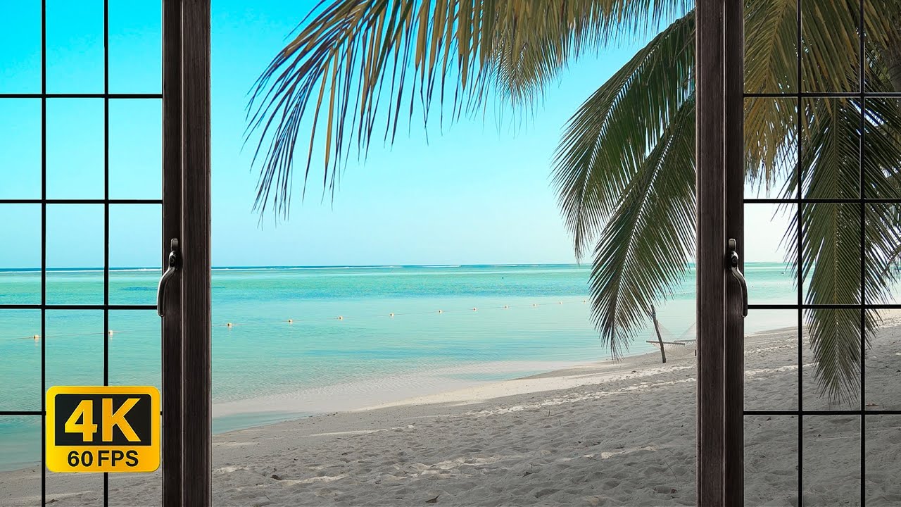 Tropical Paradise 4K: Window to Ocean Waves & Beach Ambience ASMR