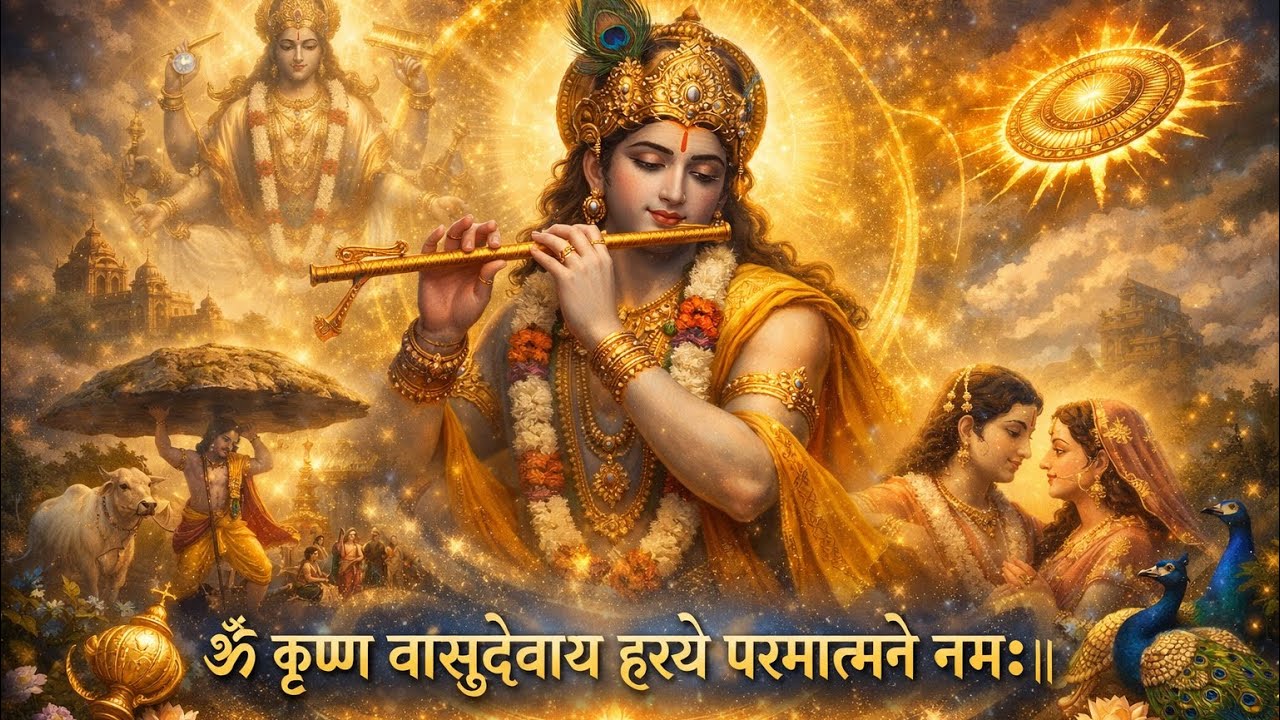 ॐ कृष्ण वासुदेवाय हरये परमात्मने नमः 🙏 | Powerful Krishna Mantra for Peace & Protection