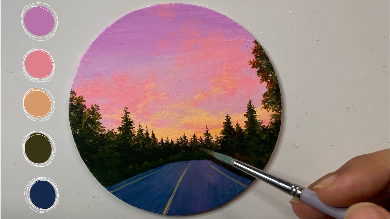 How to paint a road/acrylic painting tutorial/acrylic painting for beginners/landscape painting