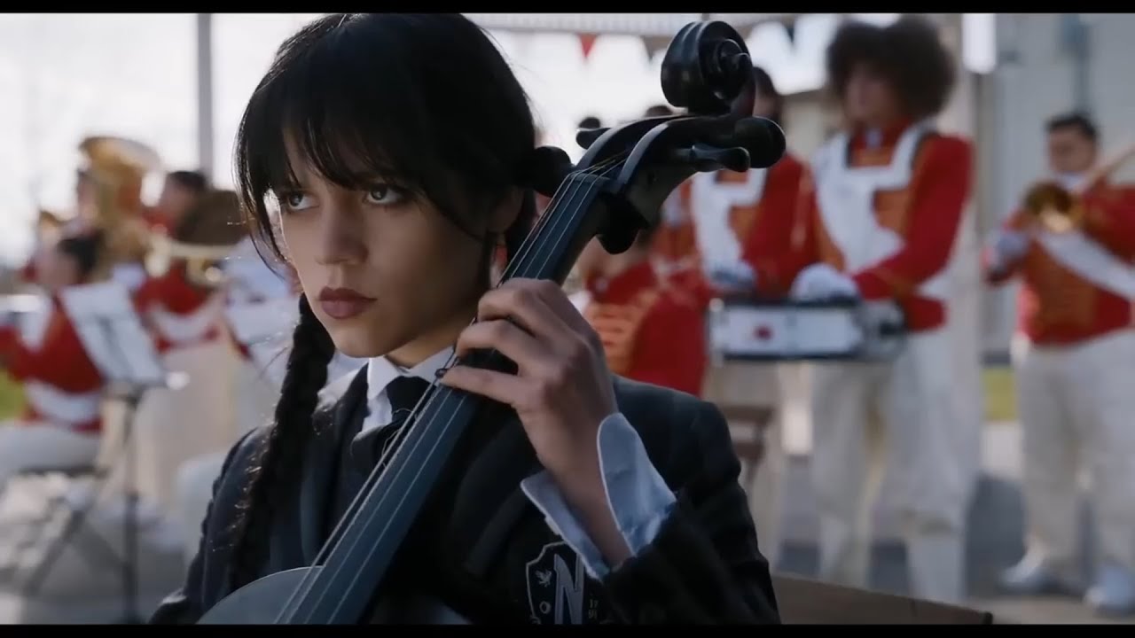 Wednesday Addams plays The Cello - Wednesday burns Joseph Crackstone's Statue - Wednesday(2022)