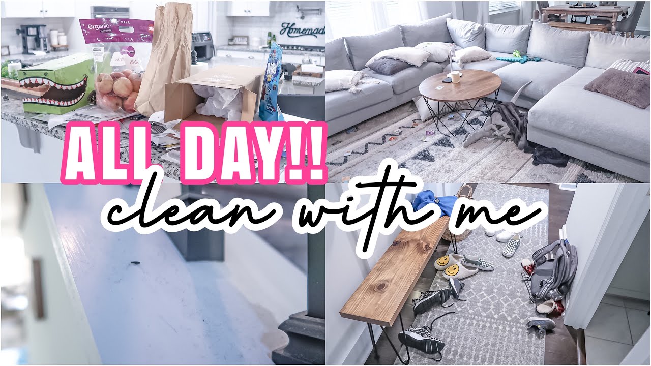 ALL DAY CLEAN WITH ME | MESSY HOUSE TRANSFORMATION | SPEED CLEANING MOTIVATION