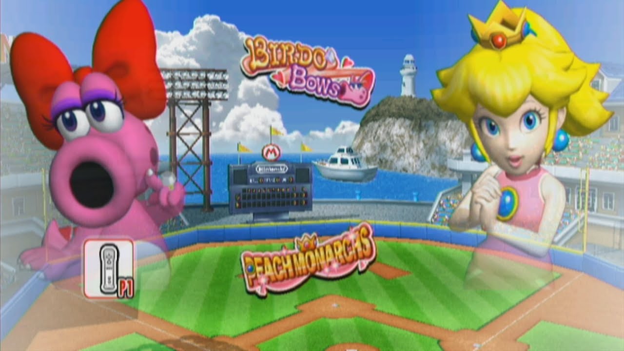 Mario Super Sluggers | Выставка Birdo против Peach на стадионе Mario Stadium