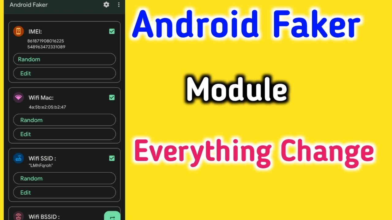 Android Faker Module | Android ID change IMEI change wifi mac change | Fully Customized | Anonymous