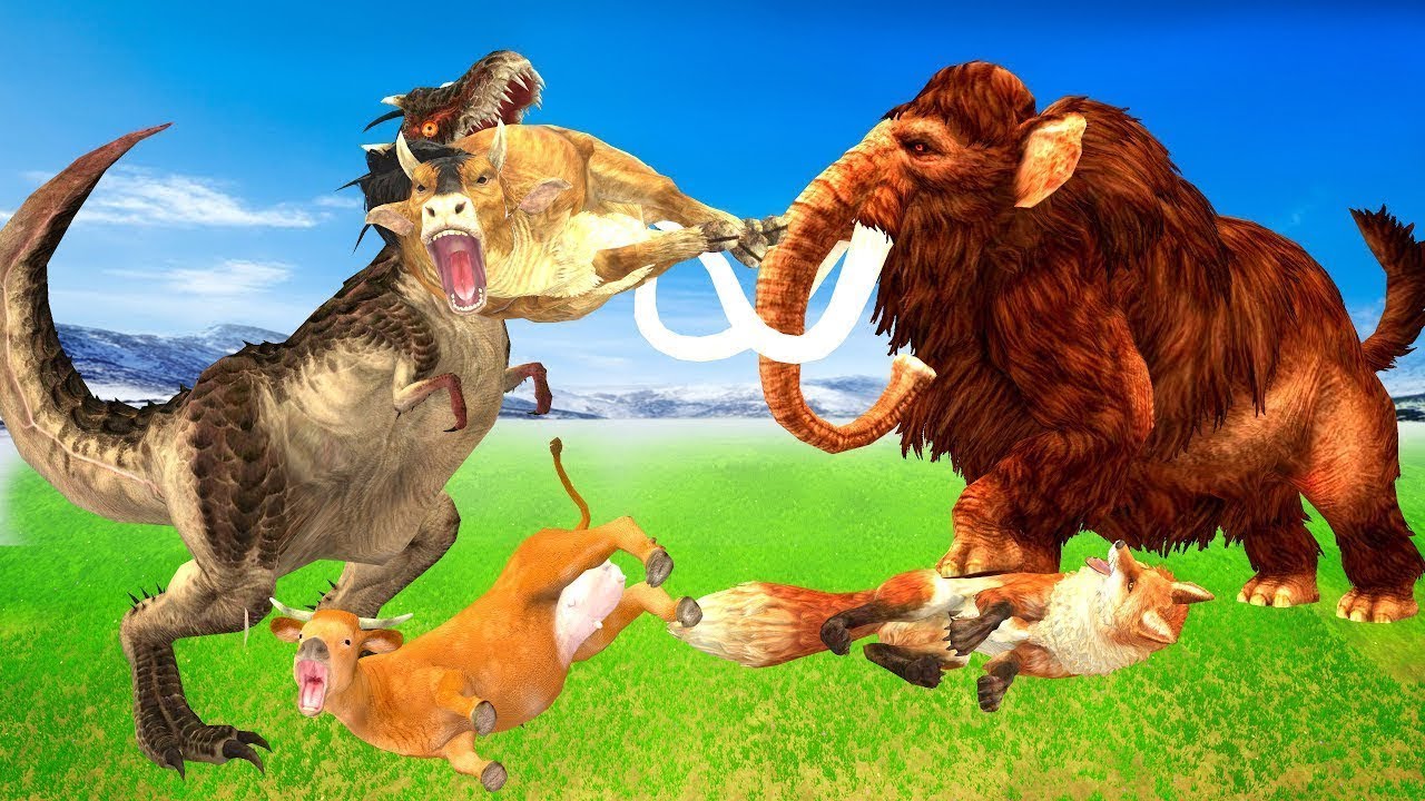 Dinosaurs vs Animals Race who Can Run Across The T Rex Giga Bridge Super Animal Battle Simulator