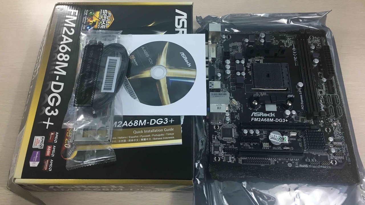 Asrock FM2A68M-DG3+ Unboxing - The cheapest FM2 motherboard you can get!