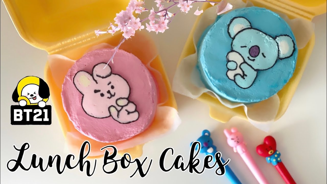 BT21 Lunch Box Cake | Cake Trends 2021 | Bento Cakes | BTS Cake | Buttercream transfer cake