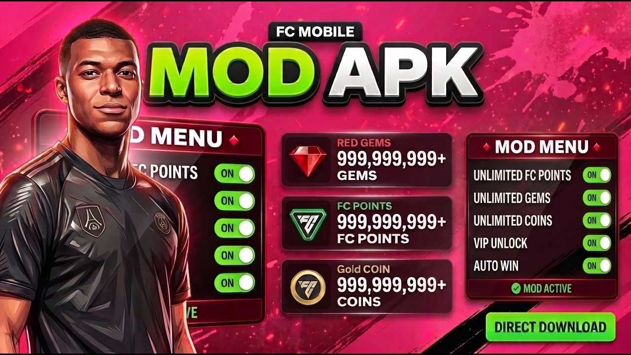 NEW FC Mobile 27.0.04 MOD APK | Unlimited Gems & FC Coins MOD MENU Gameplay