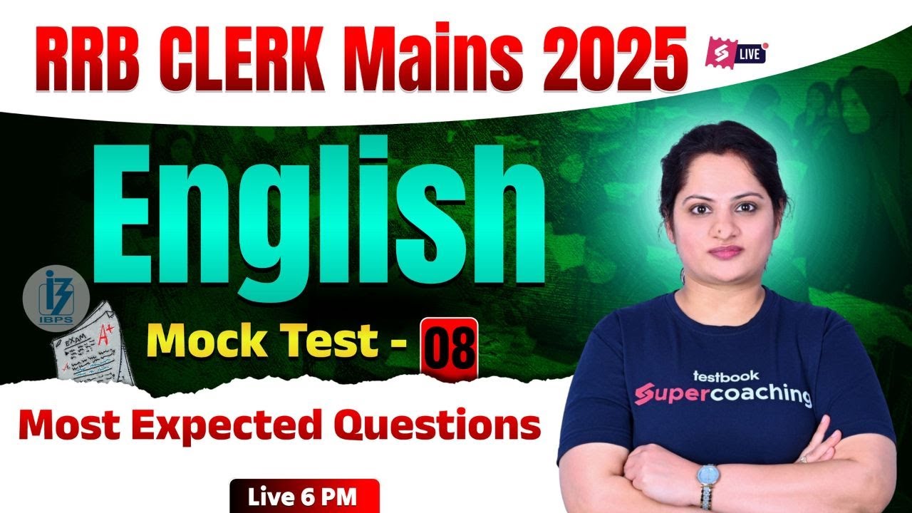 RRB Clerk Mains English 2025 | RRB English Most Expected Questions | RRB Mock Test 08 | Harshita mam
