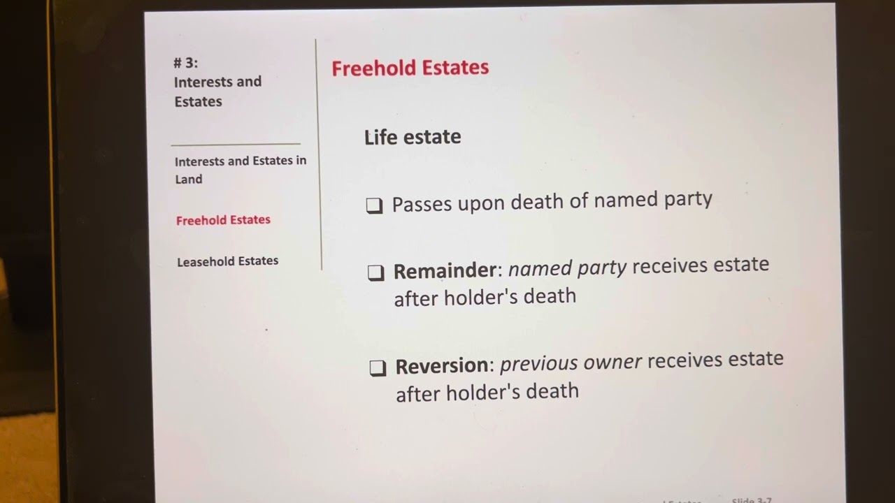Freehold/Life Estate