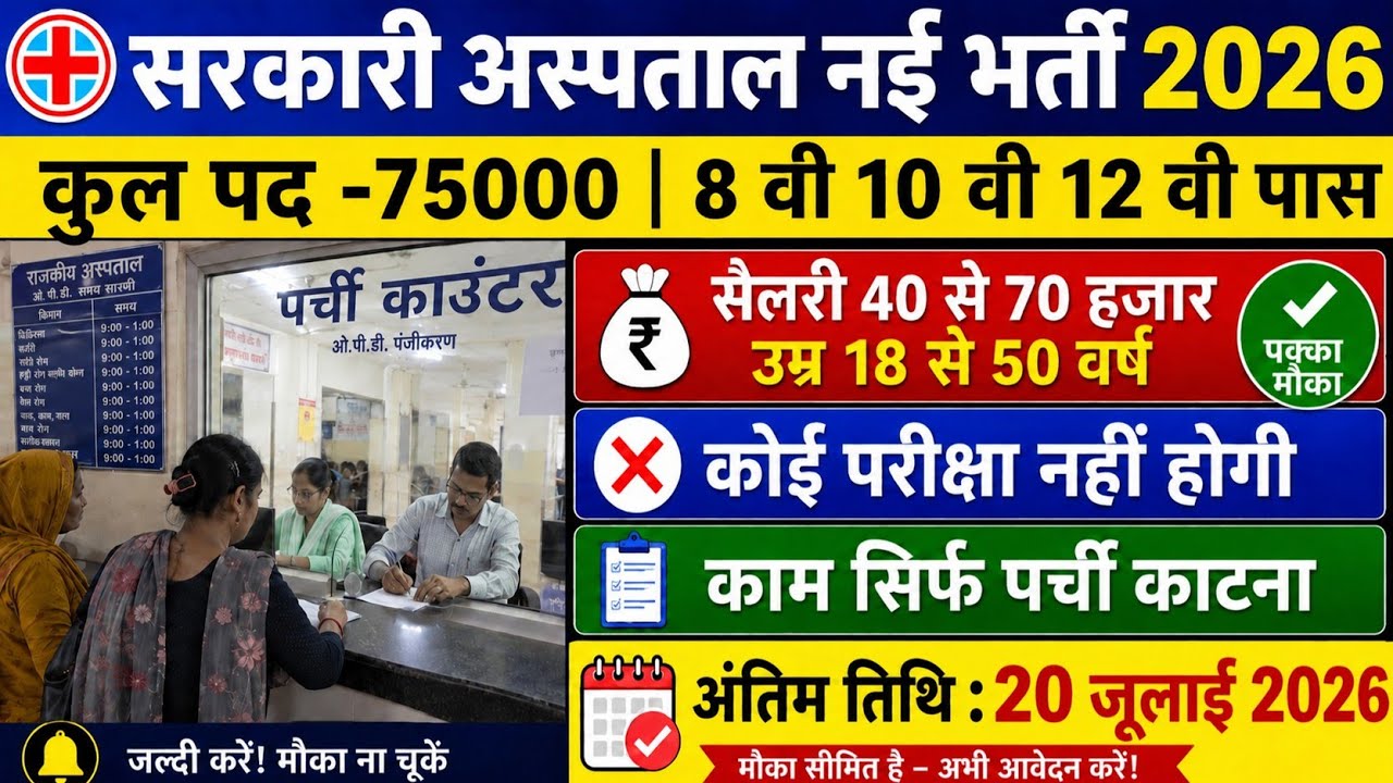 Government Hospital New Recruitment 2026 |10th pass NO Exam ❌|Salary 40000 | Notification out 📢|