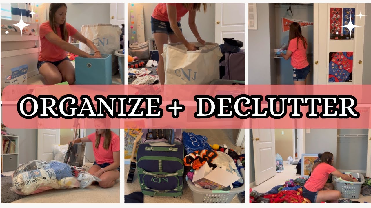 ORGANIZE + DECLUTTER| Kids Closet Organize and Declutter| Clean with Me | Cleaning Motivation