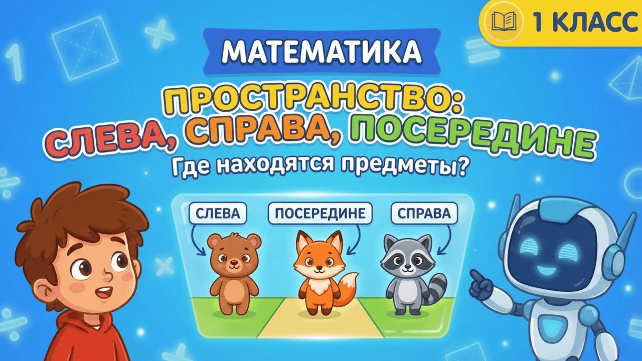 Математика 1 класс: Учимся ориентироваться! Слева, Справа, Посередине 🐻🦊🦝