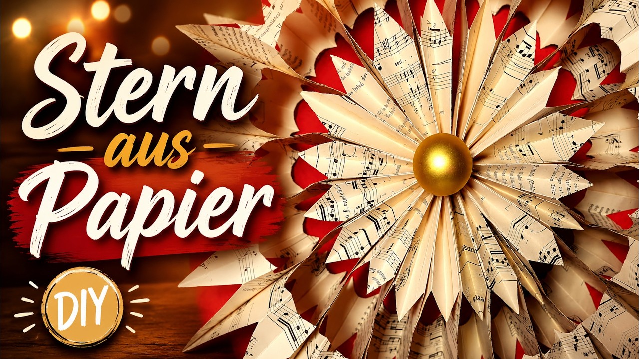Stern basteln aus Buchseiten / Notenpapier / Papier 