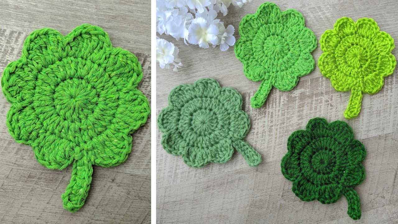 Crochet Clover (Shamrock) Leaf Coaster